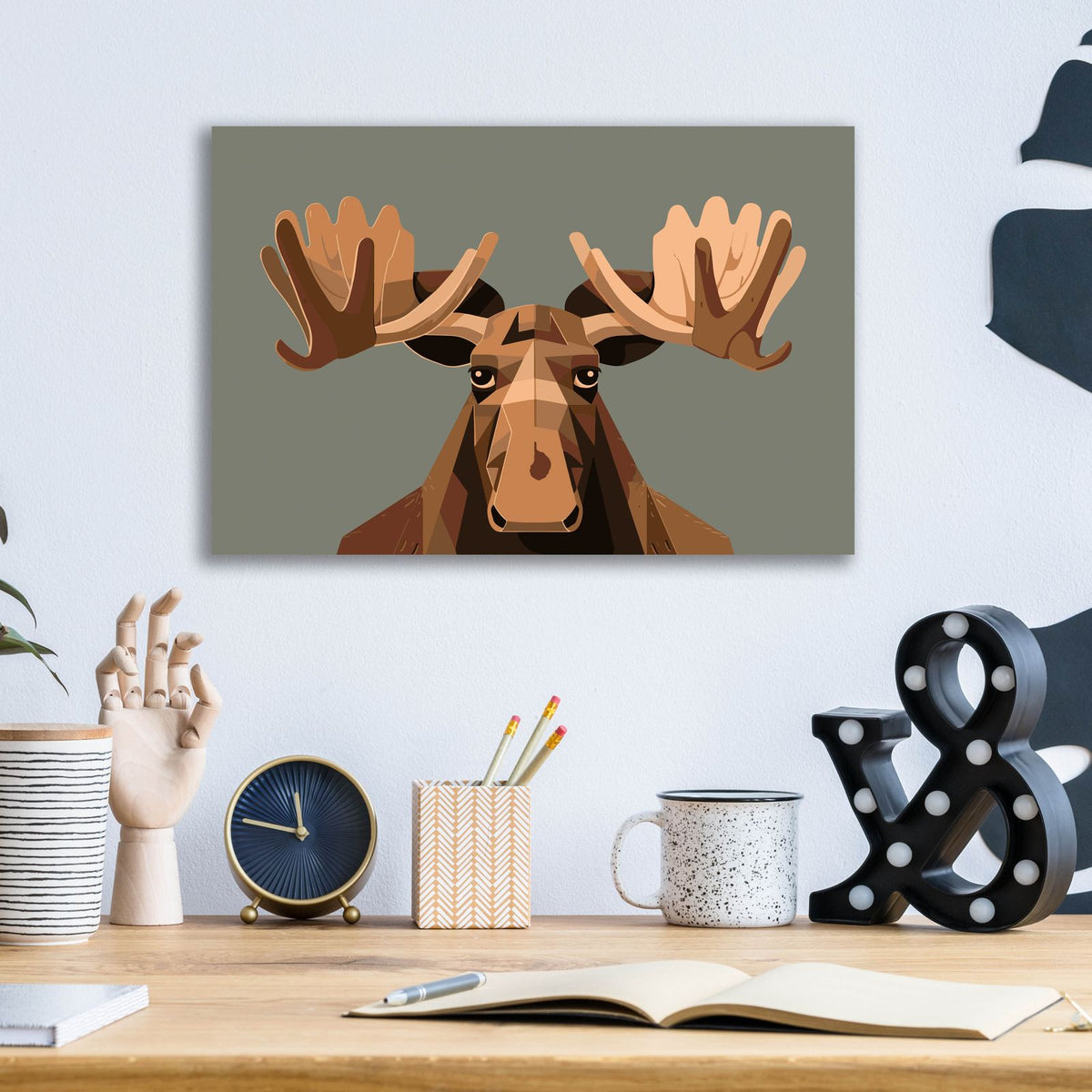 Staring Moose by Andreas Magnusson - 16x12 acrylic wall art in a room