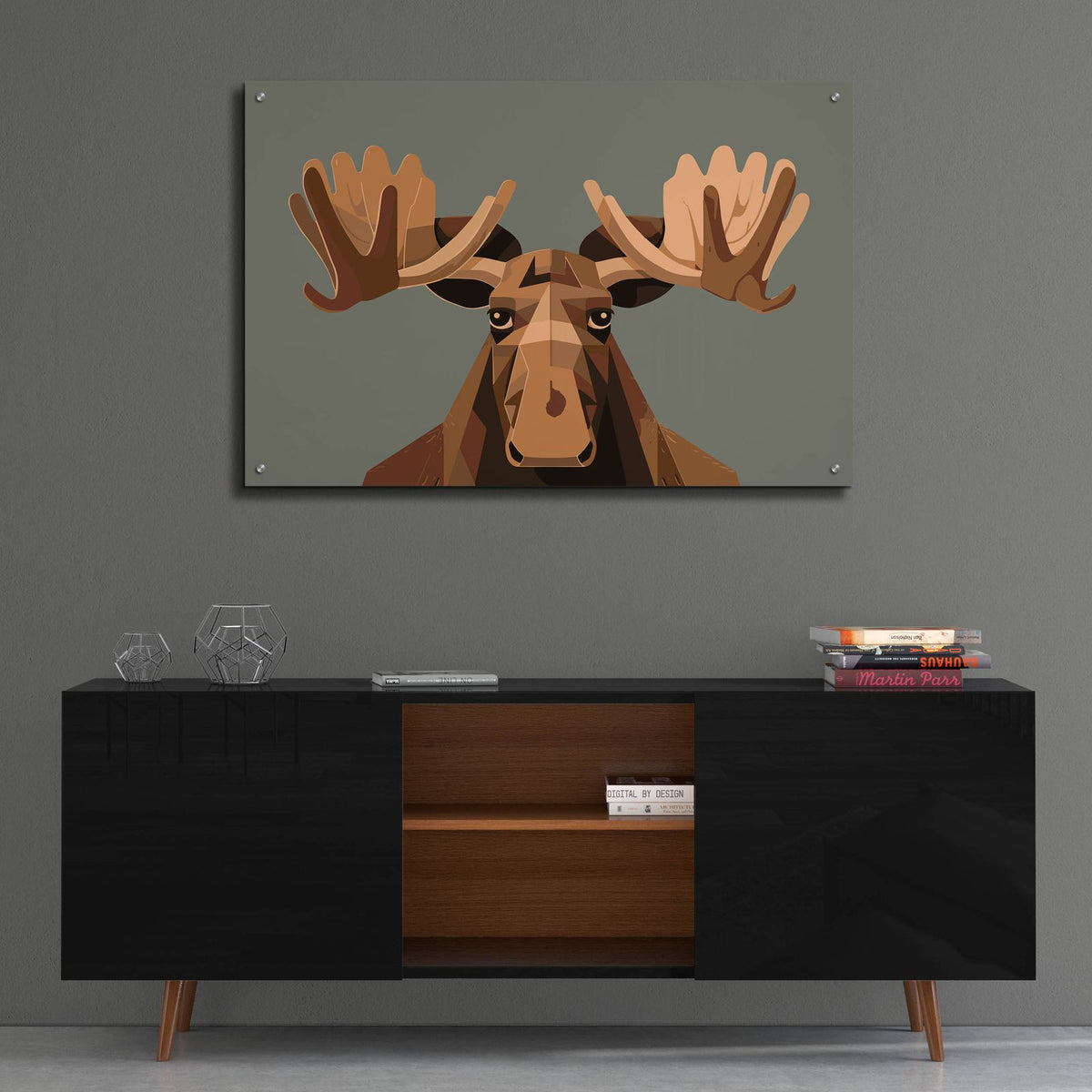 Staring Moose by Andreas Magnusson - 36x24 acrylic wall art in a room