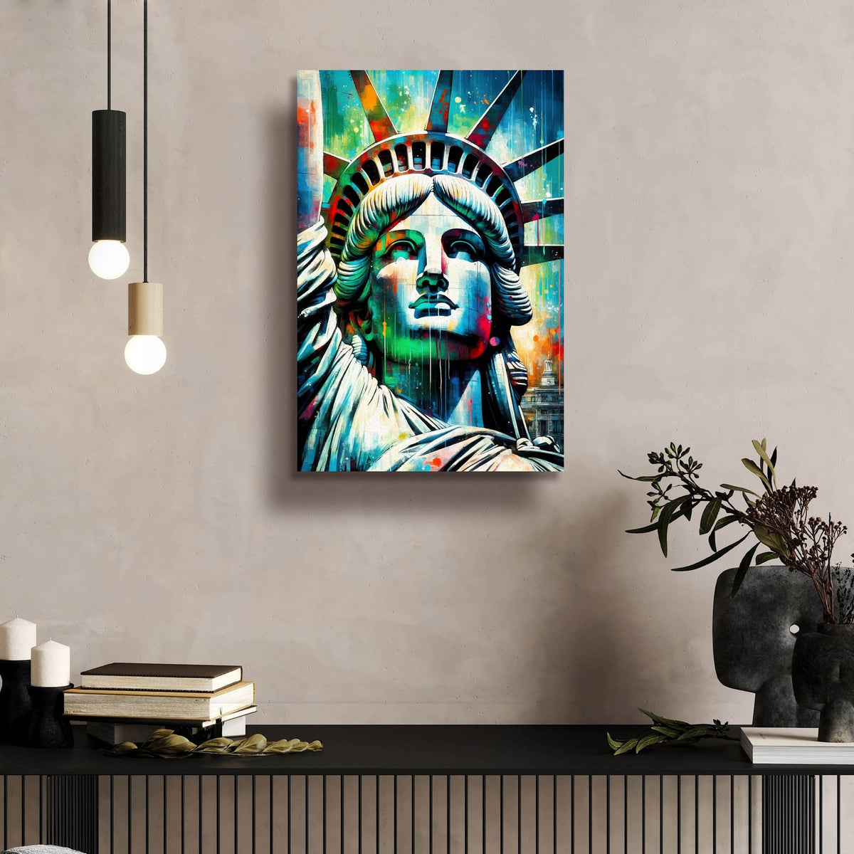Statue Of Liberty Pop Art by Andreas Magnusson - 16x24 acrylic wall art in a room