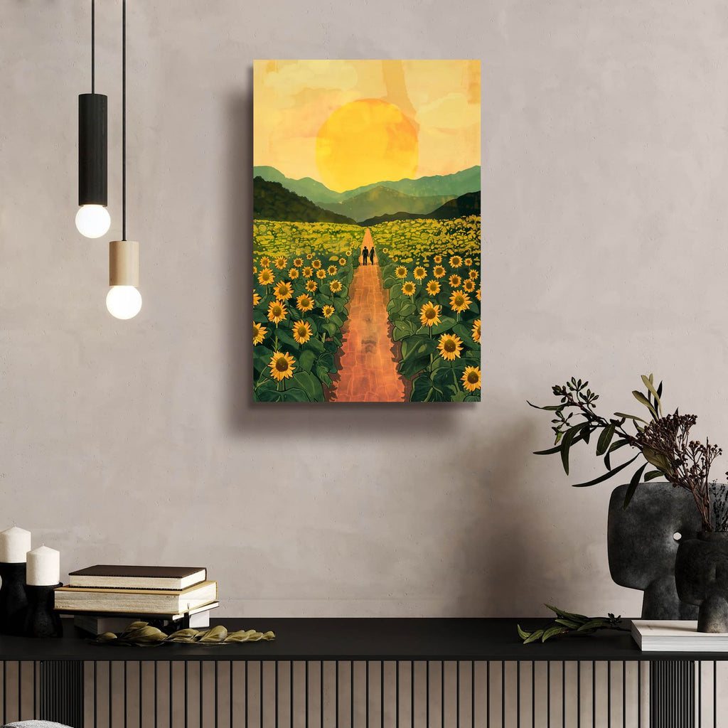 Sunflower Plantation by Andreas Magnusson - 16x24 acrylic wall art in a room