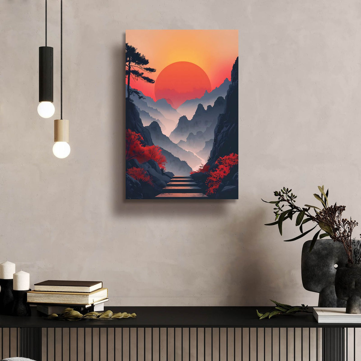 Sunset In The Mountains by Andreas Magnusson - 16x24 acrylic wall art in a room