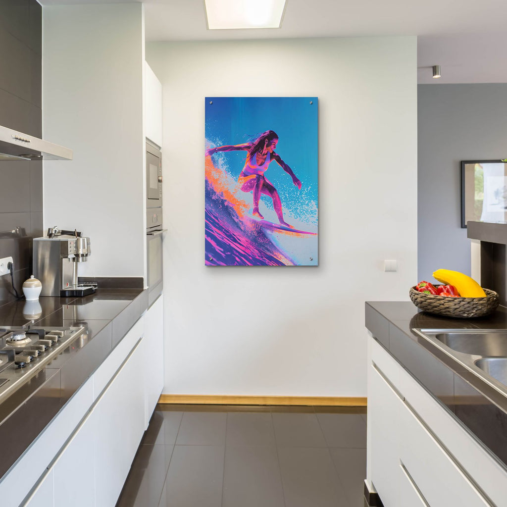 Surfing Woman by Andreas Magnusson - 24x36 acrylic wall art in a room