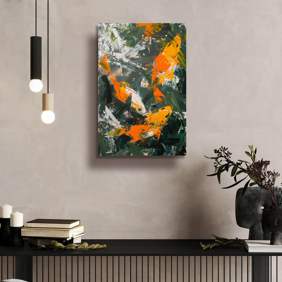 The Abstract Fishes by Andreas Magnusson - 16x24 acrylic wall art in a room