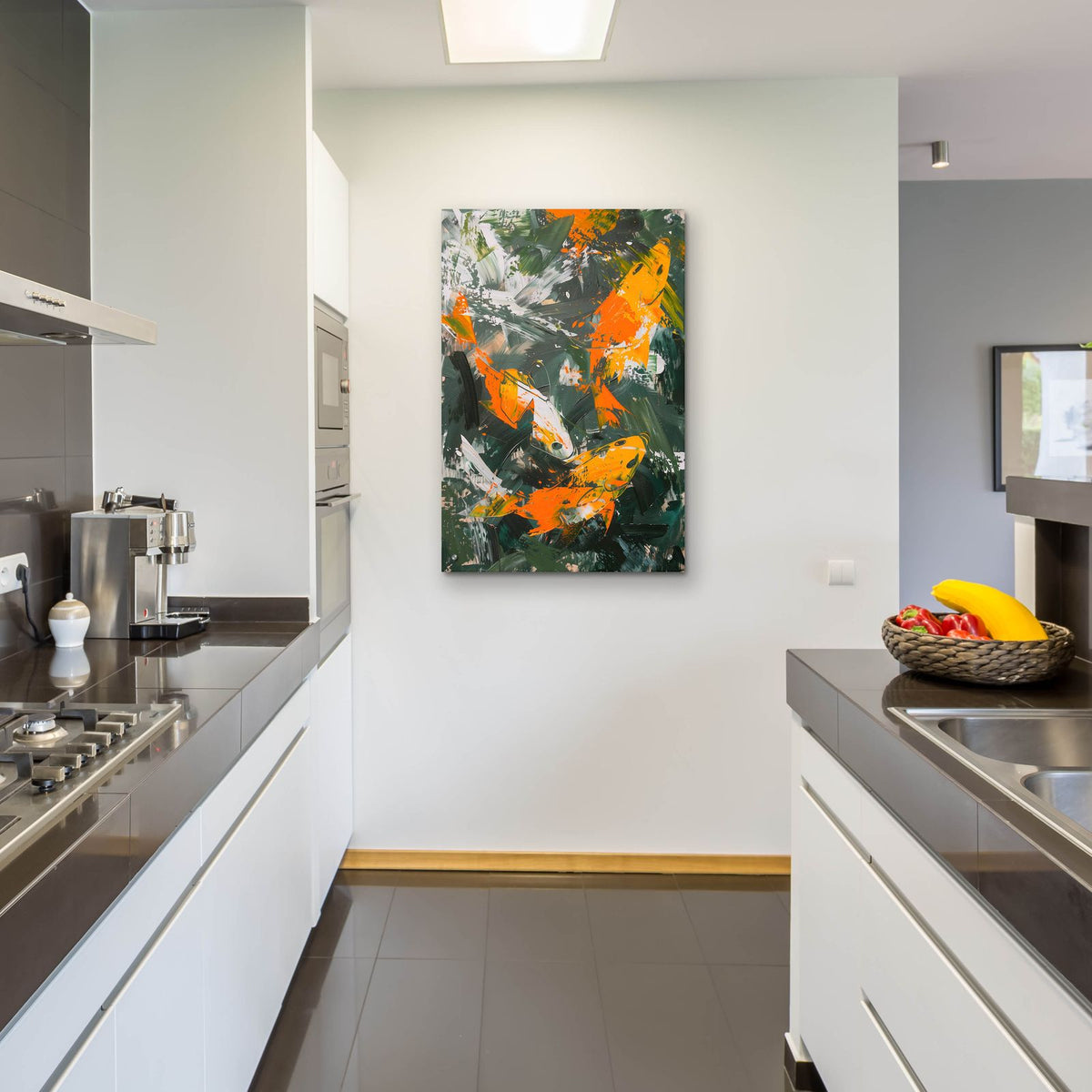 The Abstract Fishes by Andreas Magnusson - 24x36 acrylic wall art in a room