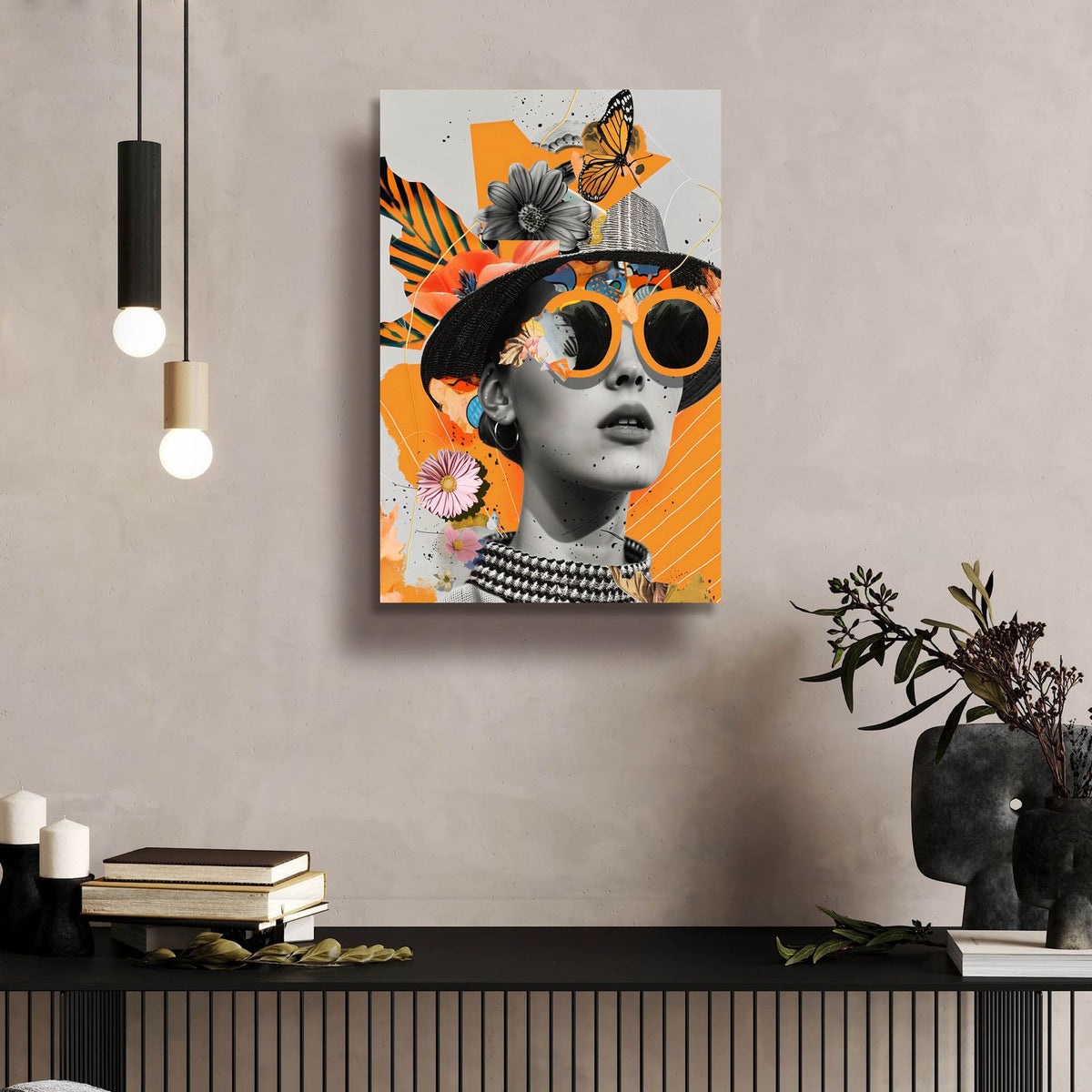 The Collage Girl No 1 by Andreas Magnusson - 16x24 acrylic wall art in a room