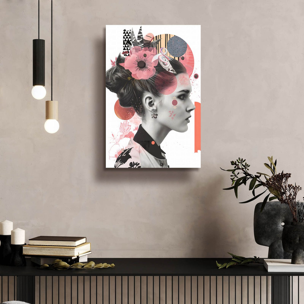 The Collage Girl No 2 by Andreas Magnusson - 16x24 acrylic wall art in a room