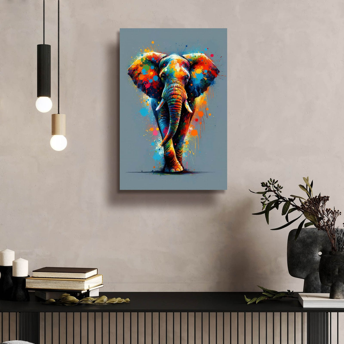The Colorful Elephant by Andreas Magnusson - 16x24 acrylic wall art in a room