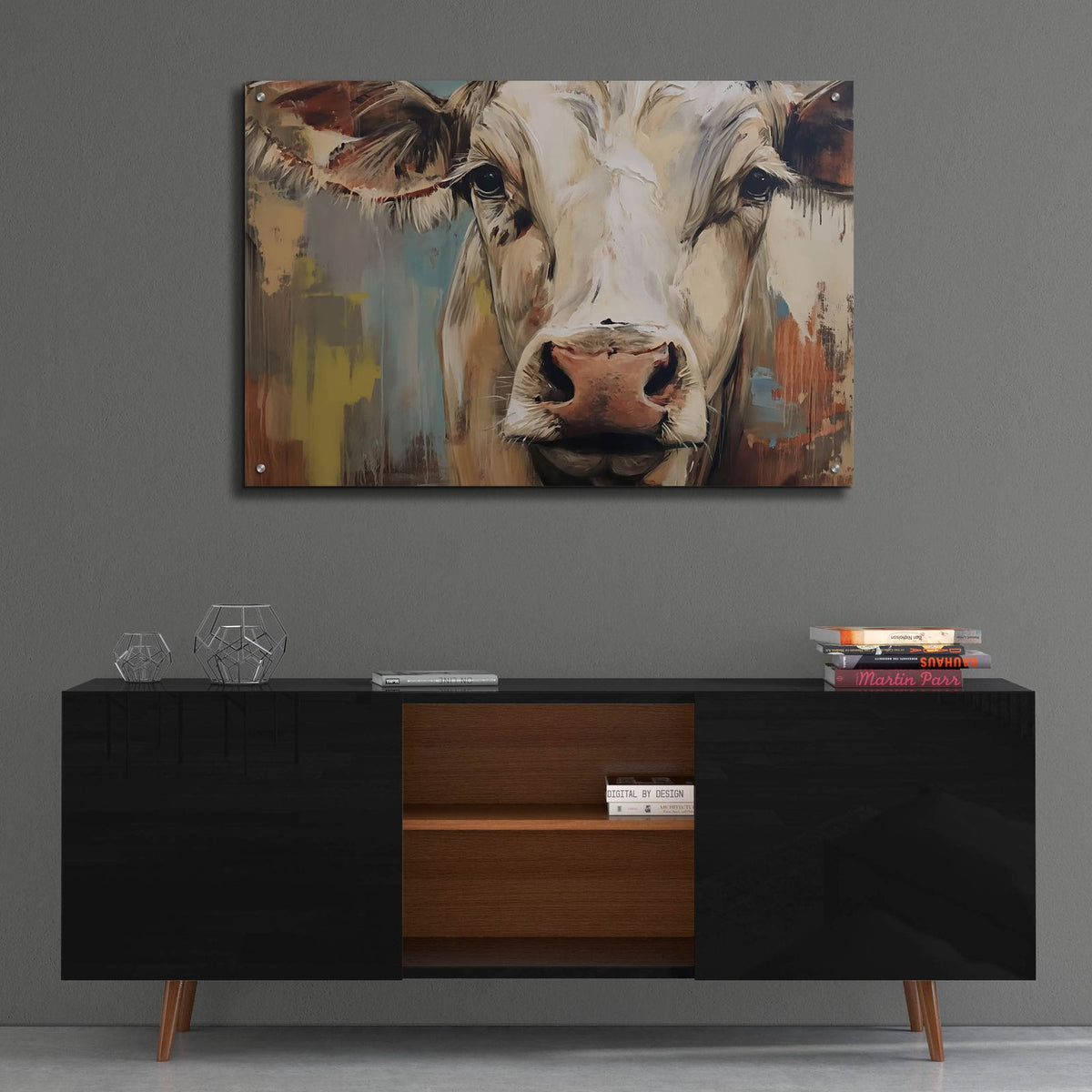 The Cow No 1 by Andreas Magnusson - 36x24 acrylic wall art in a room