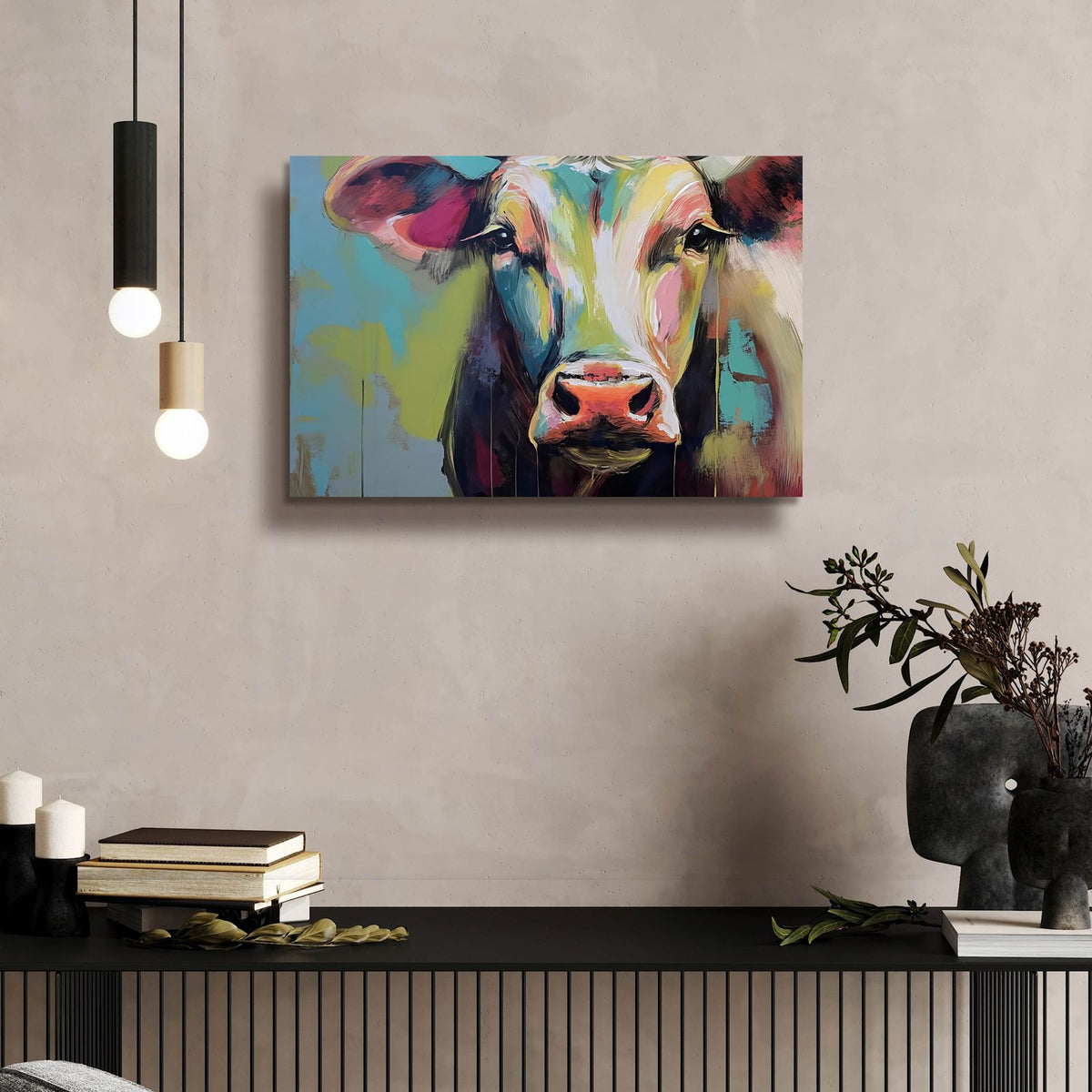 The Cow No 2 by Andreas Magnusson - 24x16 acrylic wall art in a room