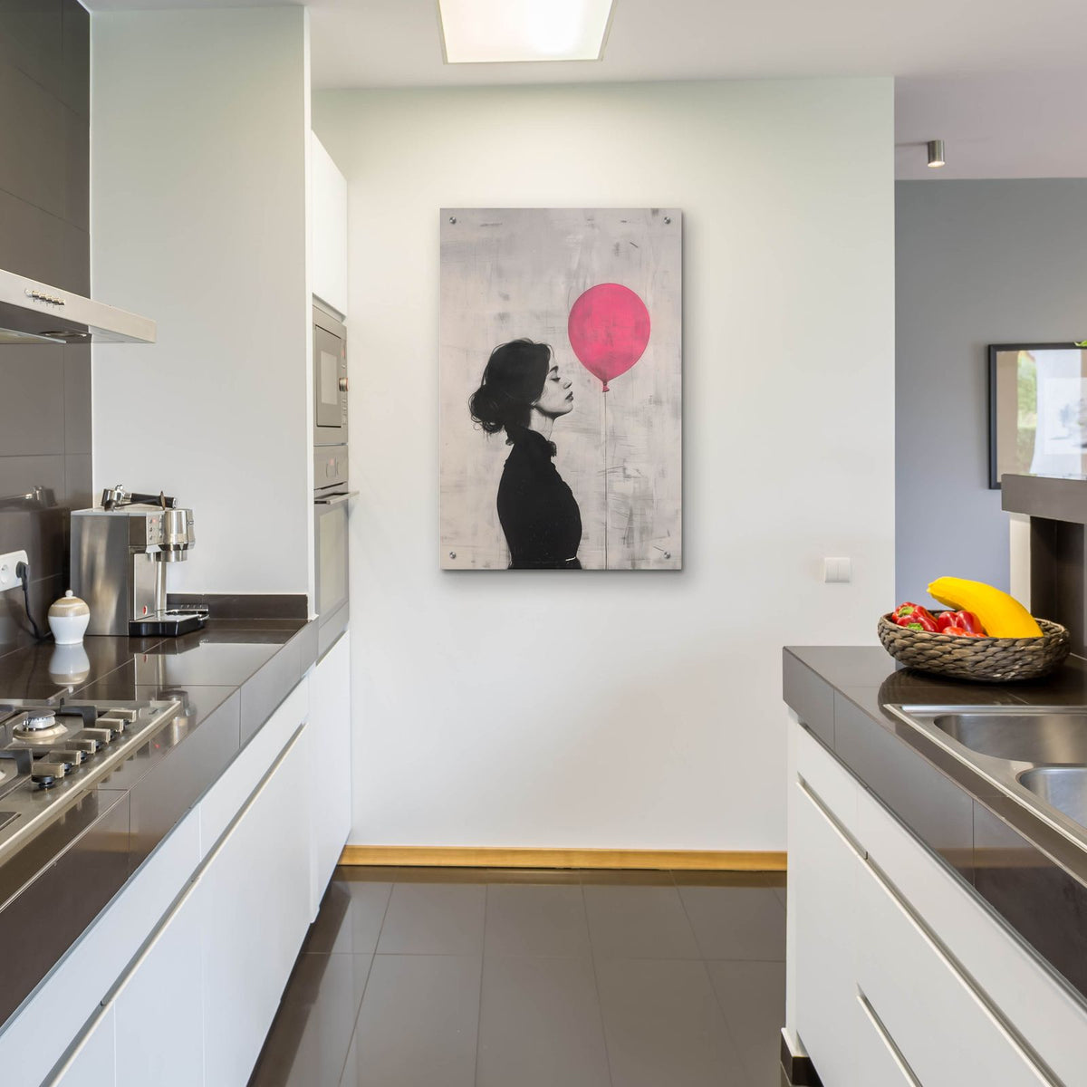 The Girl With The Pink Balloon by Andreas Magnusson - 24x36 acrylic wall art in a room