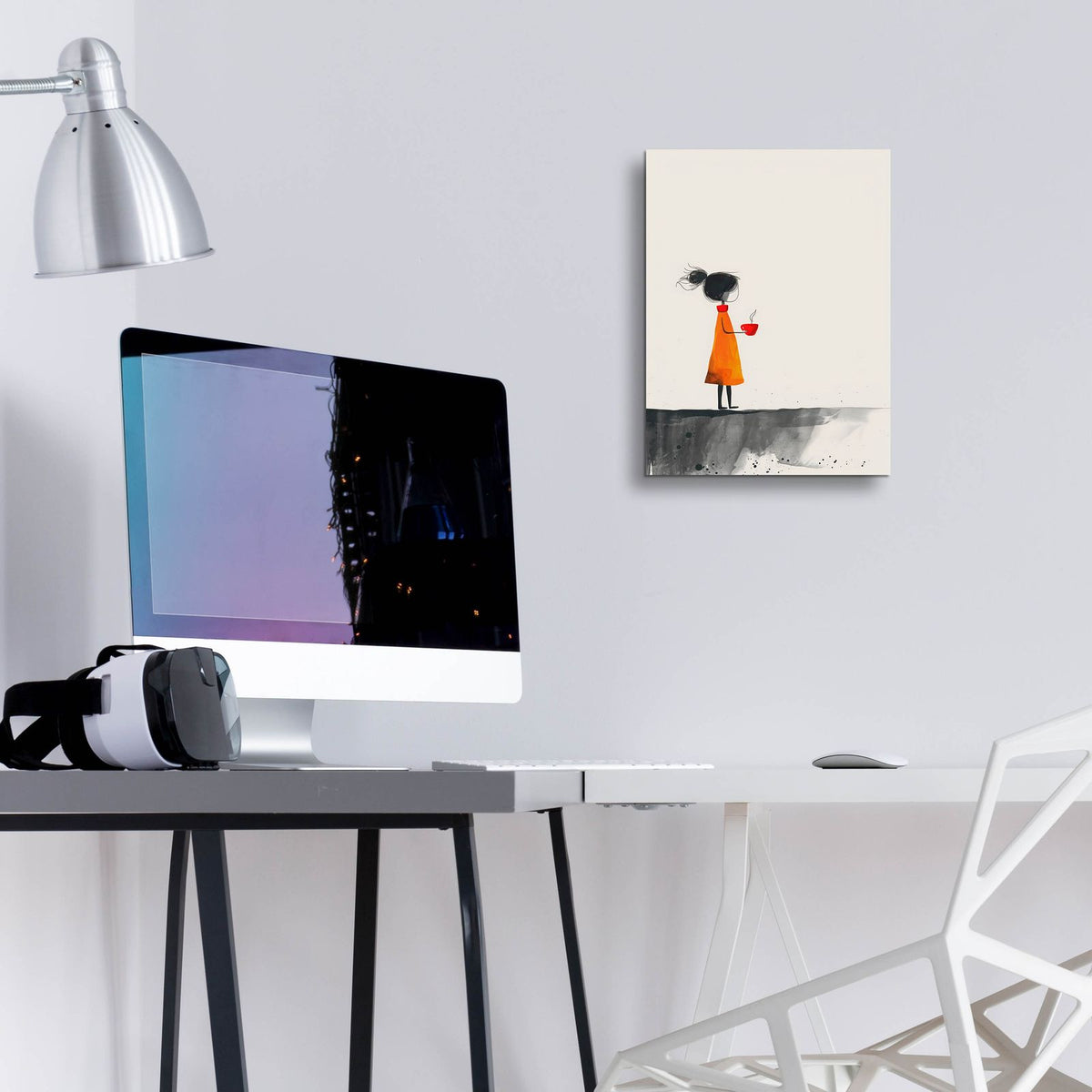 The Girl With The Red Coffee Cup by Andreas Magnusson - 12x16 acrylic wall art in a room