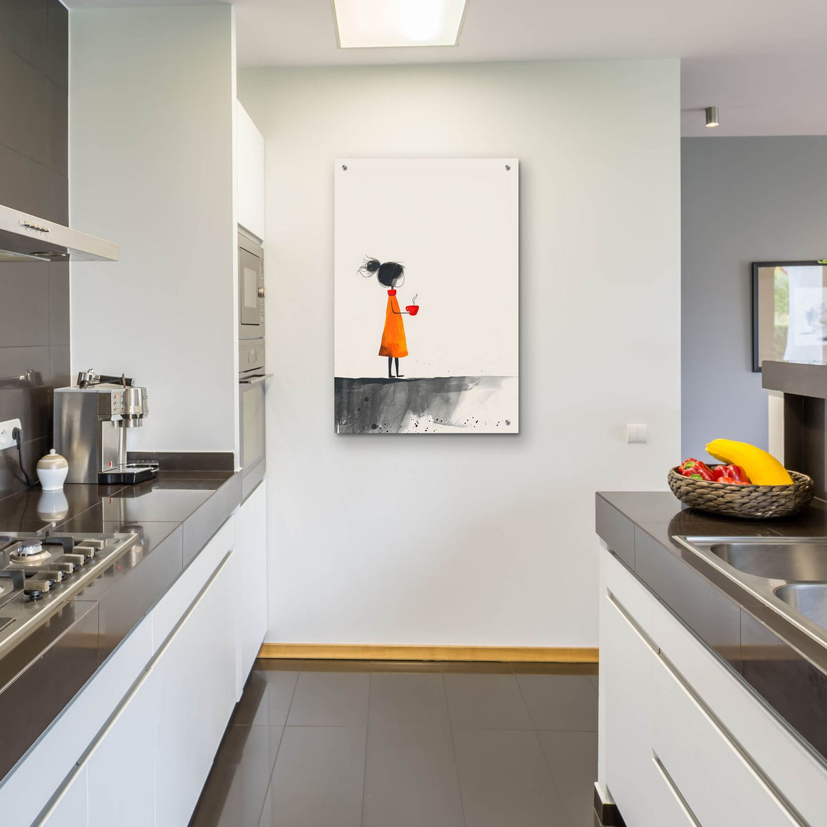 The Girl With The Red Coffee Cup by Andreas Magnusson - 24x36 acrylic wall art in a room