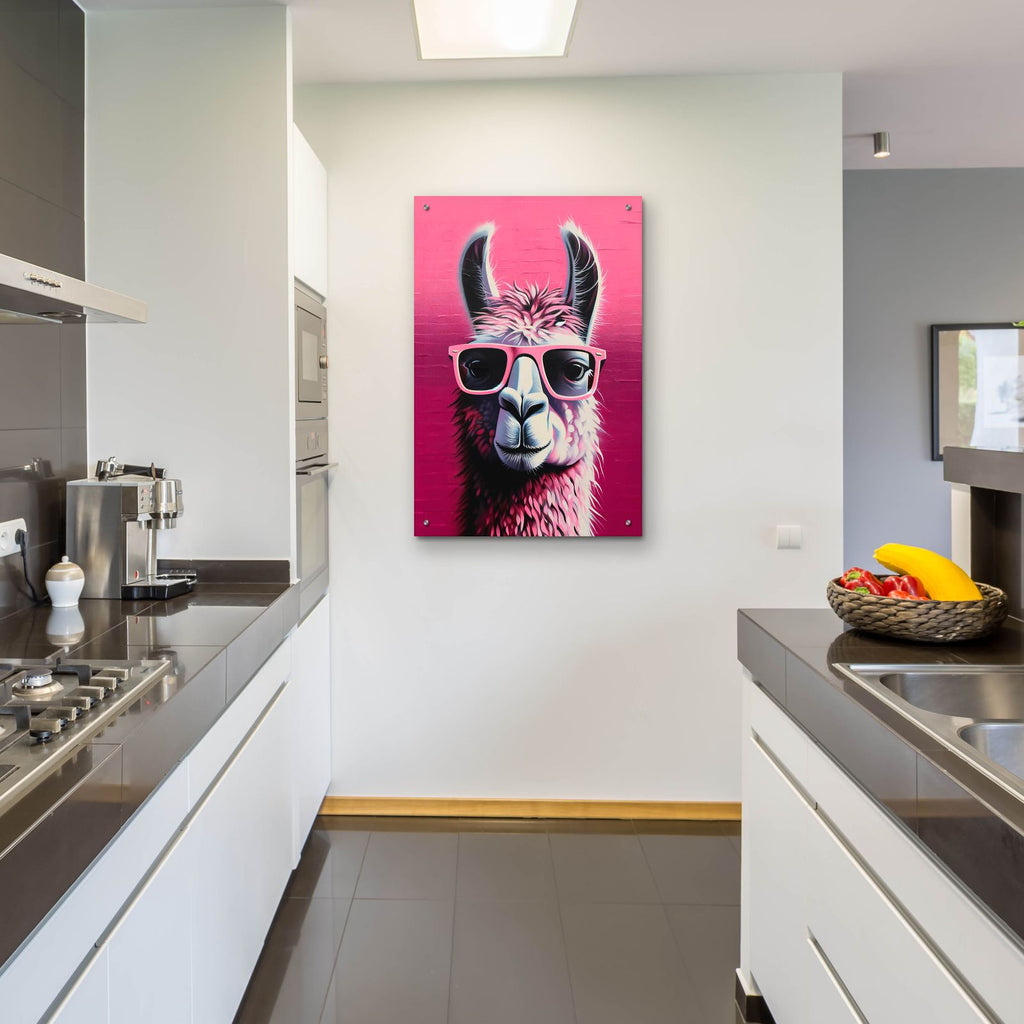 The Pink Llama by Andreas Magnusson - 24x36 acrylic wall art in a room