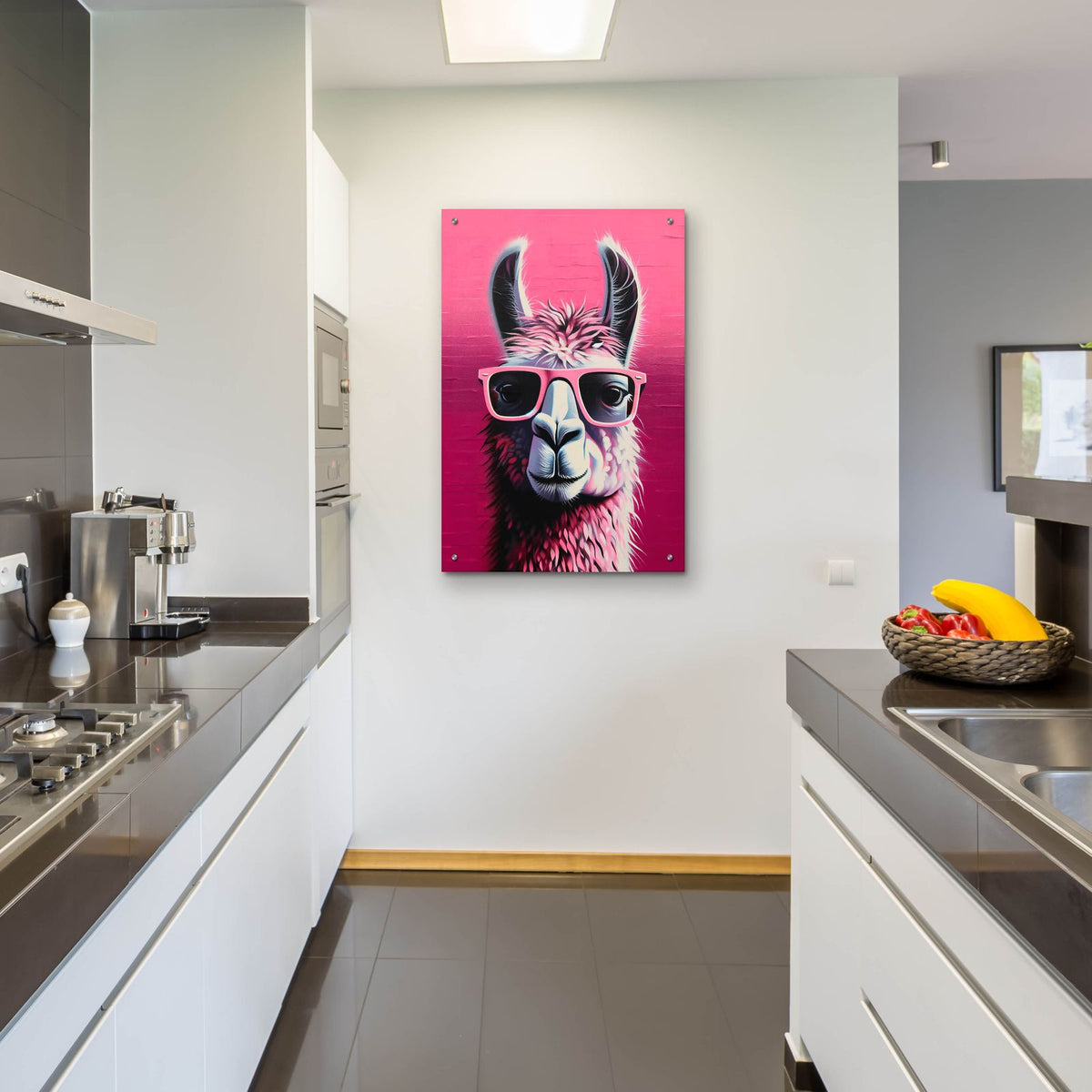 The Pink Llama by Andreas Magnusson - 24x36 acrylic wall art in a room