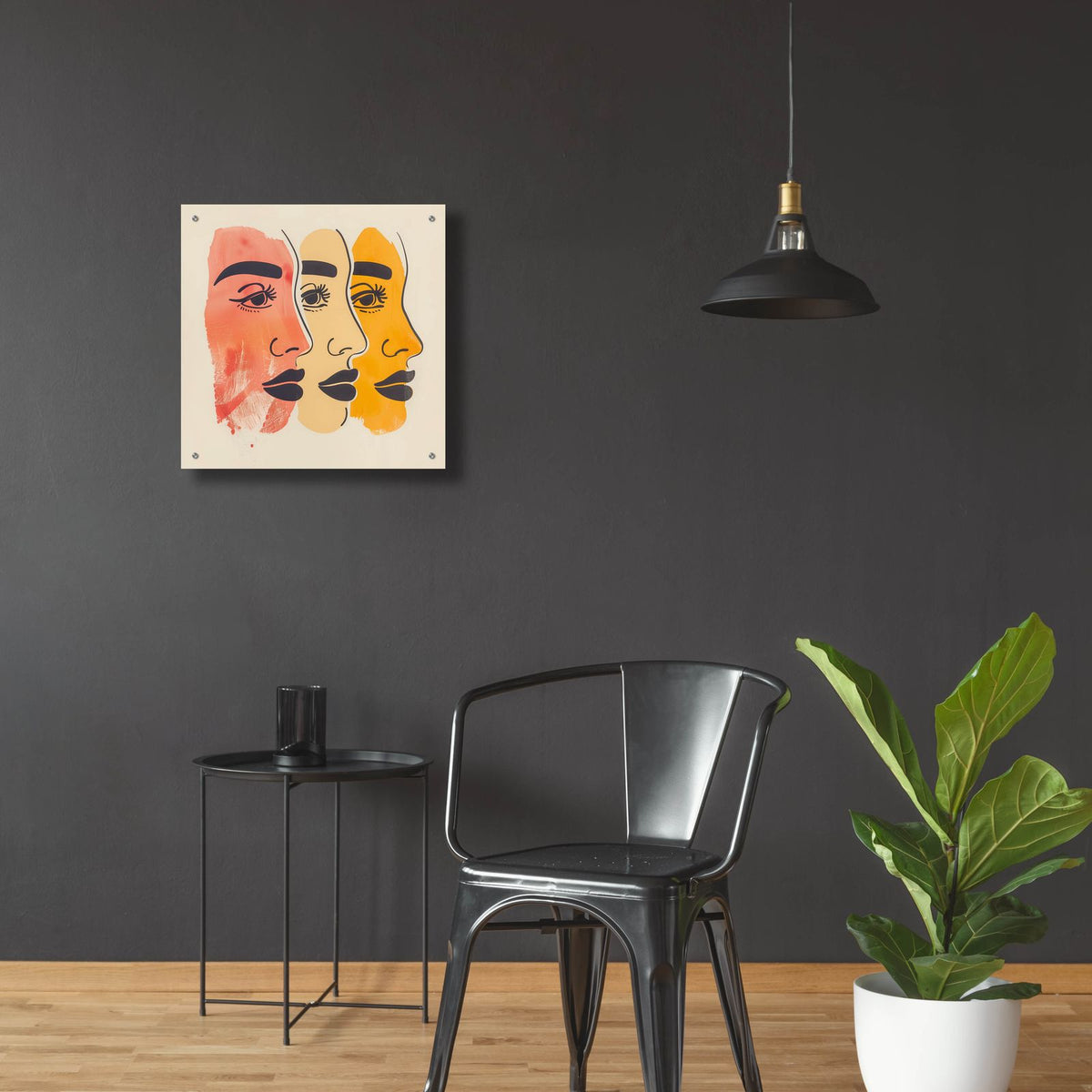 Three Faces by Andreas Magnusson - 24x24 acrylic wall art in a room
