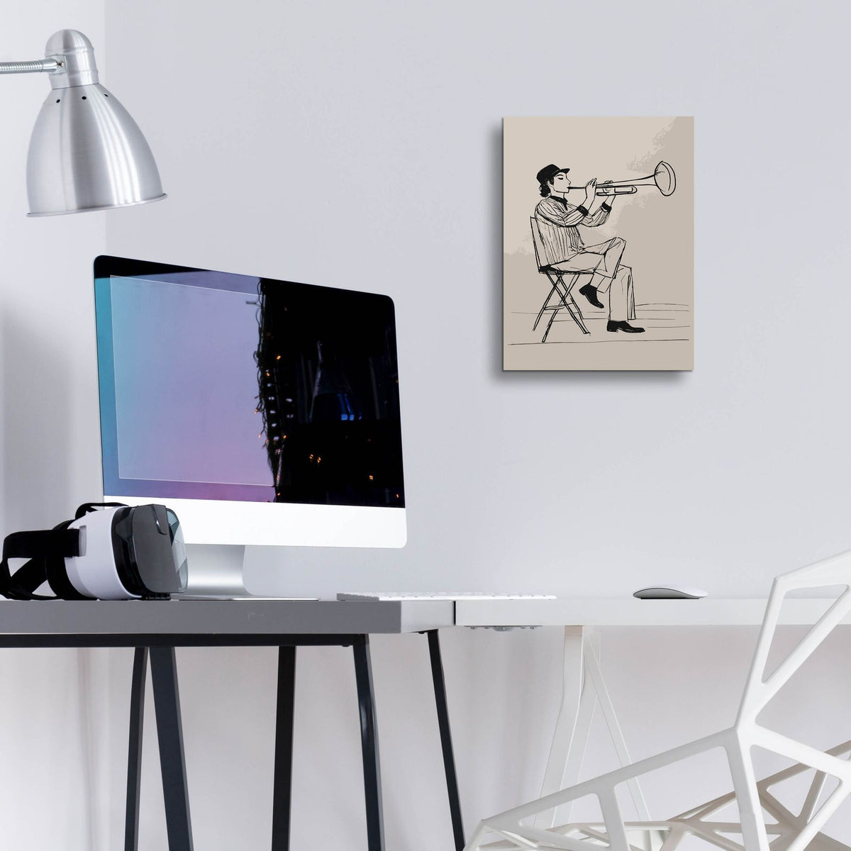 Trumpet Man by Andreas Magnusson - 12x16 acrylic wall art in a room