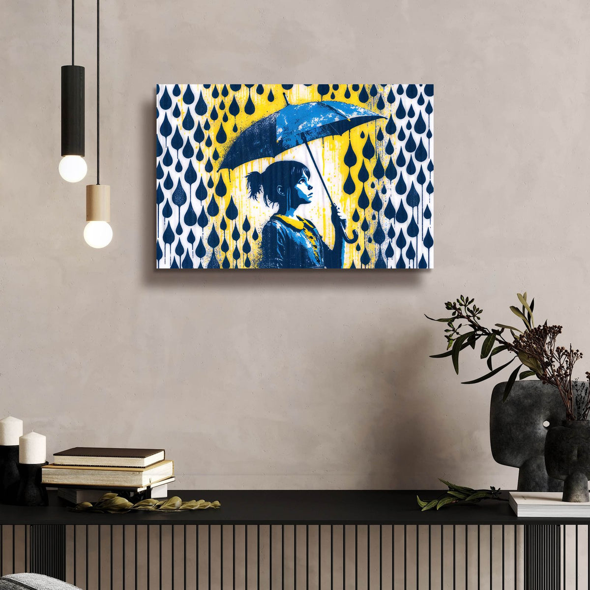 Umbrella Girl by Andreas Magnusson - 24x16 acrylic wall art in a room