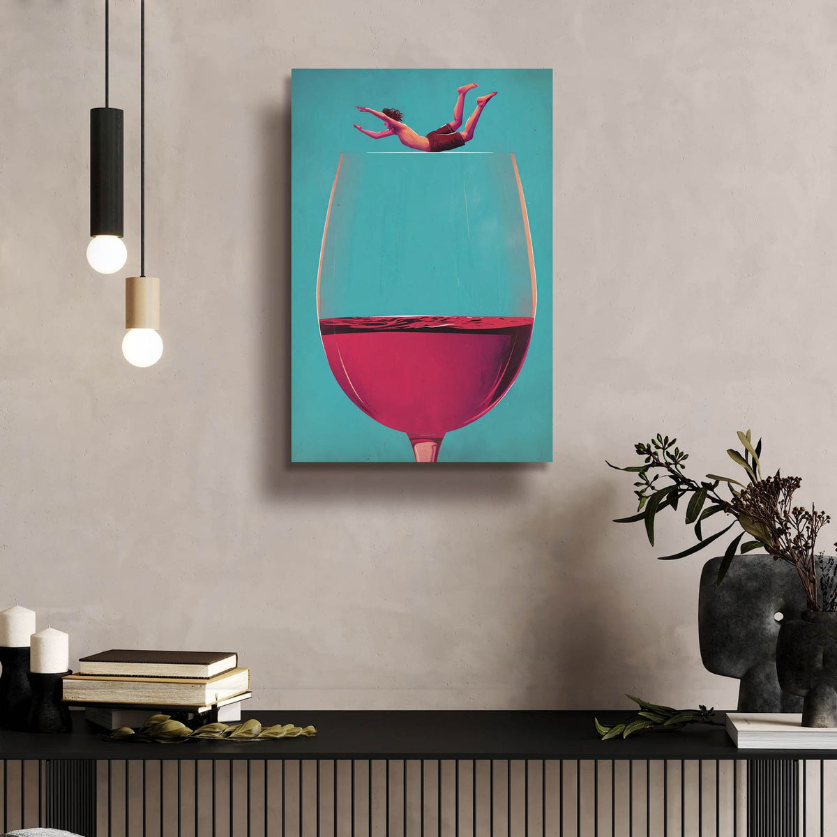 Wine Dive by Andreas Magnusson - 16x24 acrylic wall art in a room