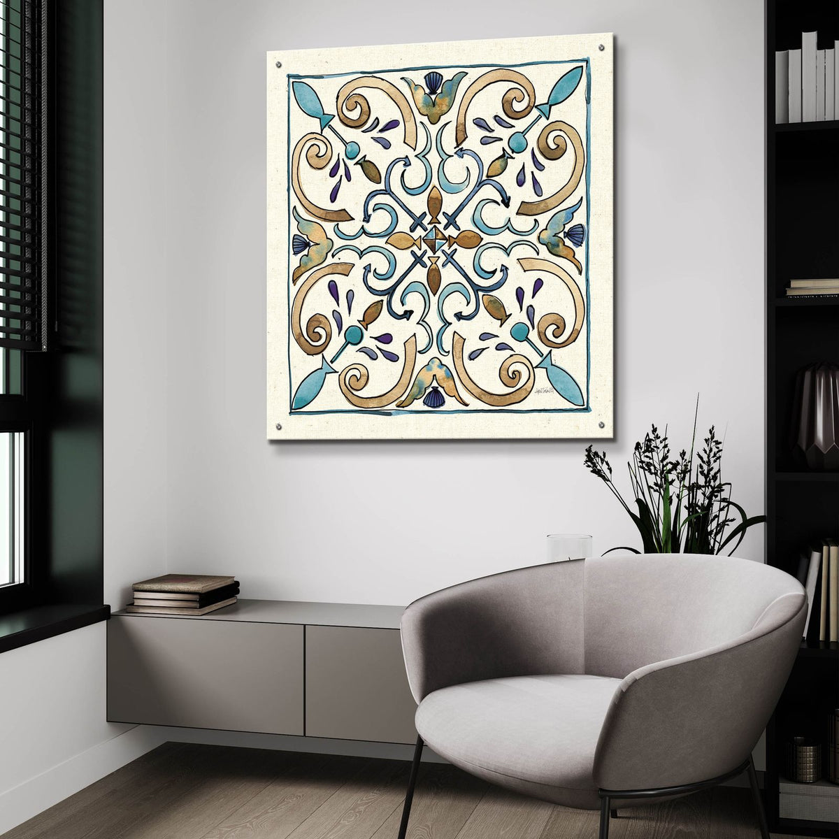Coastal Breeze Tile 1 by Anne Tavoletti - 36x36 acrylic wall art in a room