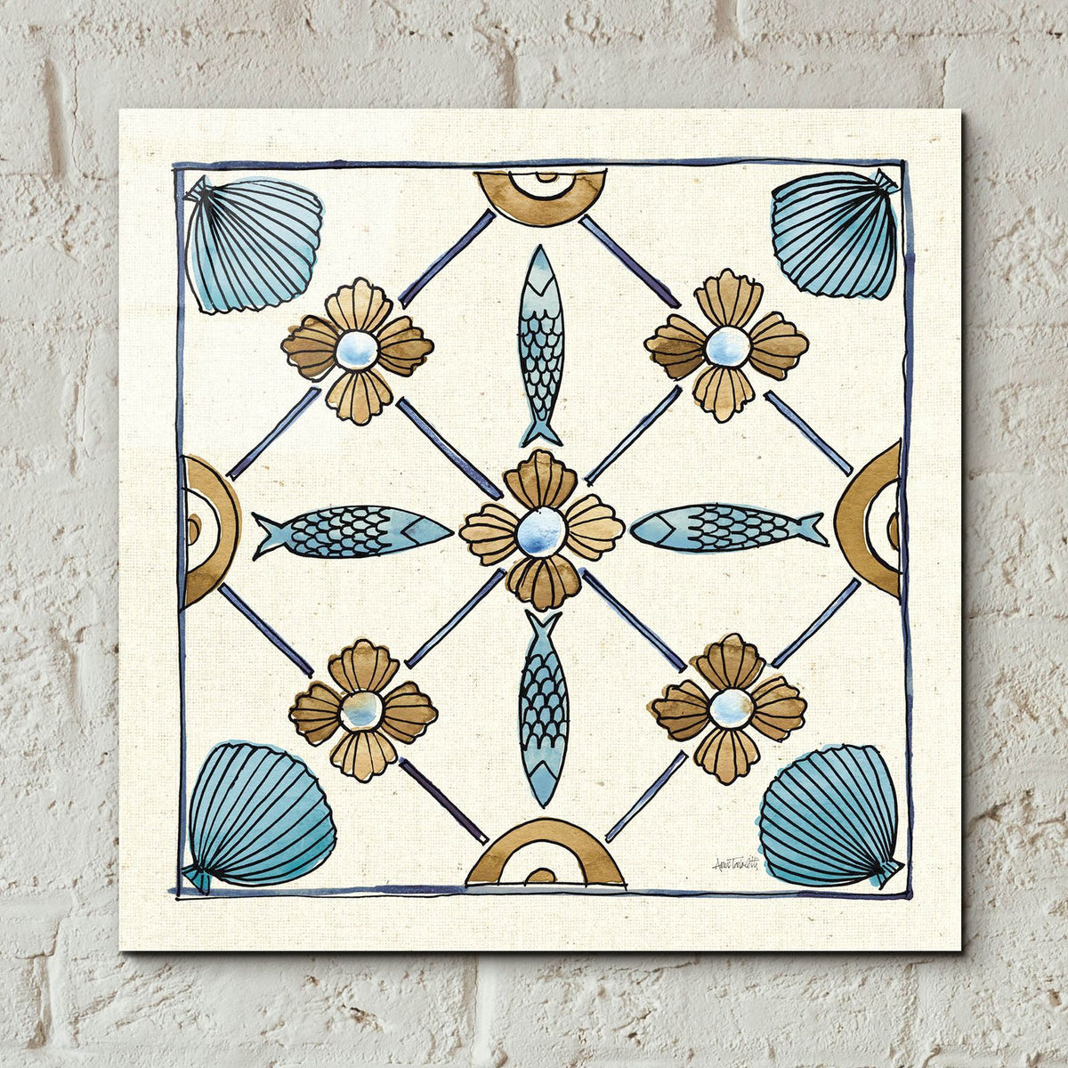 Coastal Breeze Tile 2 by Anne Tavoletti - 12x12 acrylic wall art in a room