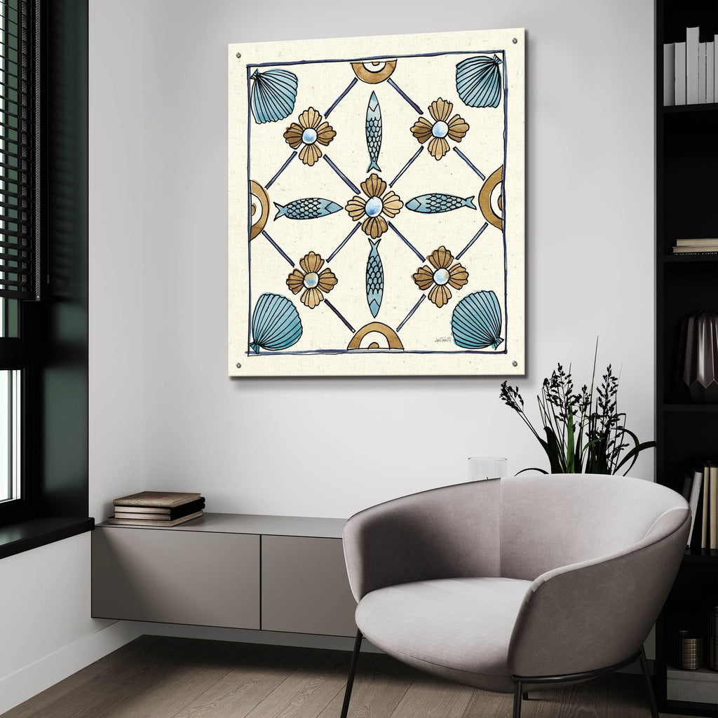 Coastal Breeze Tile 2 by Anne Tavoletti - 36x36 acrylic wall art in a room