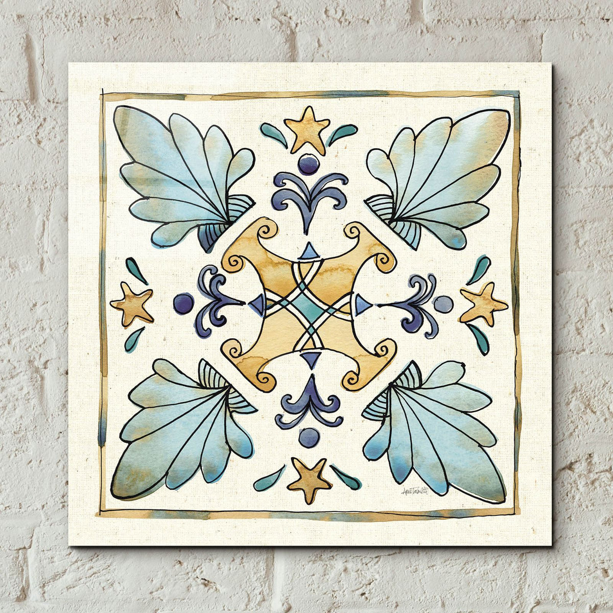Coastal Breeze Tile 3 by Anne Tavoletti - 12x12 acrylic wall art in a room