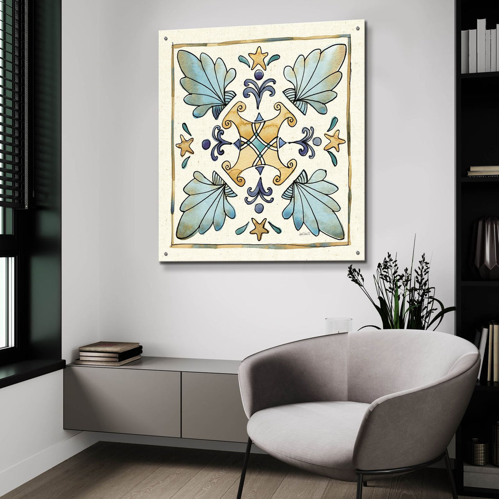 Coastal Breeze Tile 3 by Anne Tavoletti - 36x36 acrylic wall art in a room