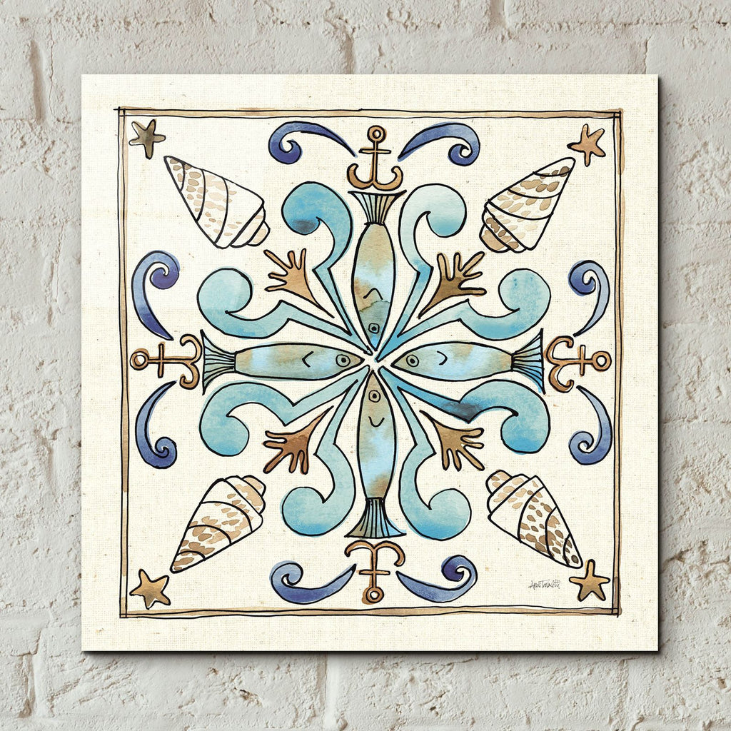 Coastal Breeze Tile 4 by Anne Tavoletti - 12x12 acrylic wall art in a room