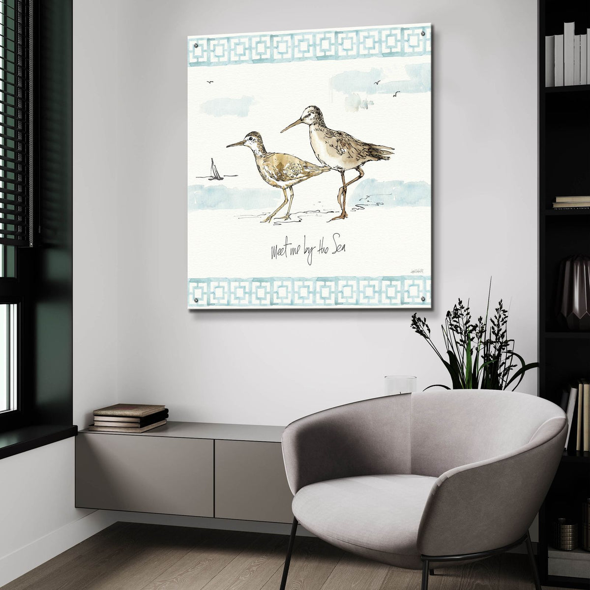 Sandpiper Sea 4 by Anne Tavoletti - 36x36 acrylic wall art in a room