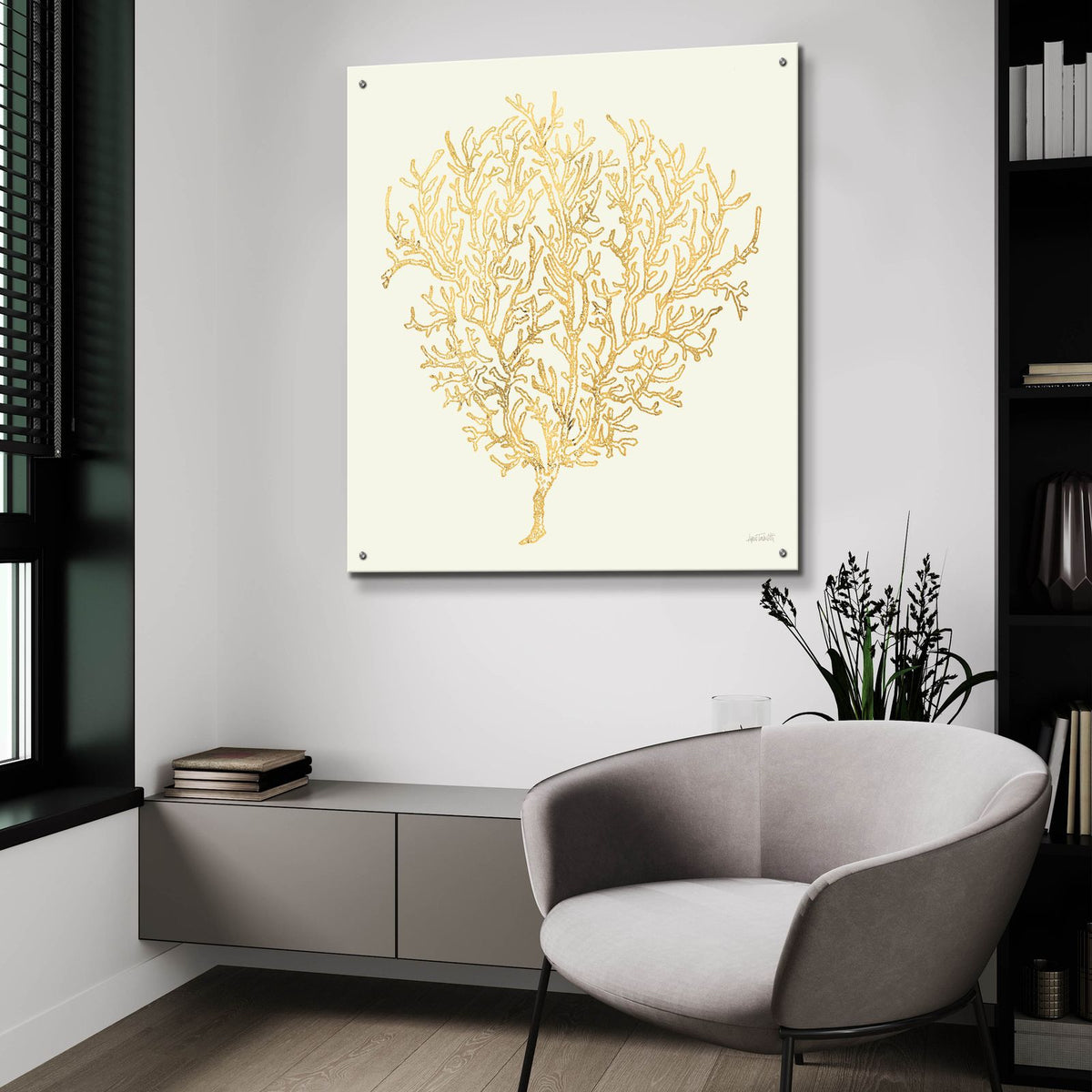 Coastal Breeze Shell Sketches 1 by Anne Tavoletti - 36x36 acrylic wall art in a room