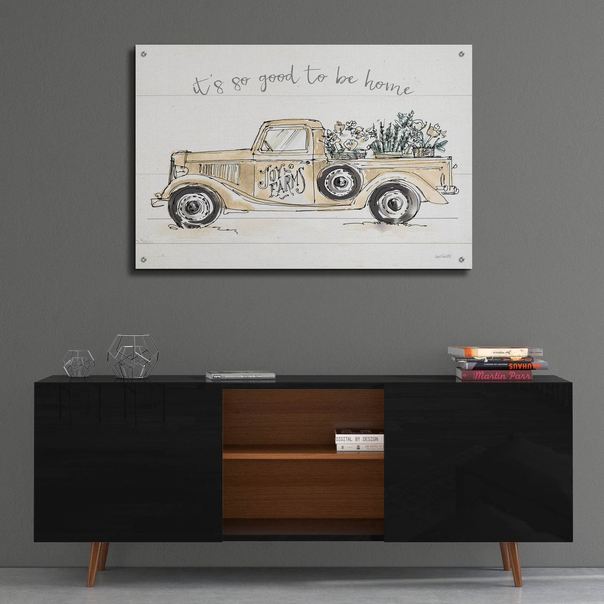 Modern Farmhouse 8 Cream Truck by Anne Tavoletti - 36x24 acrylic wall art in a room