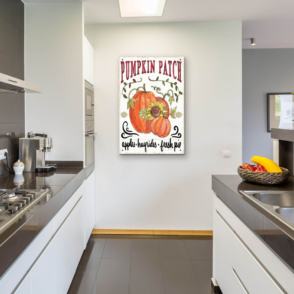 Harvest Times 7 Sunflower Flag by Anne Tavoletti - 24x36 acrylic wall art in a room