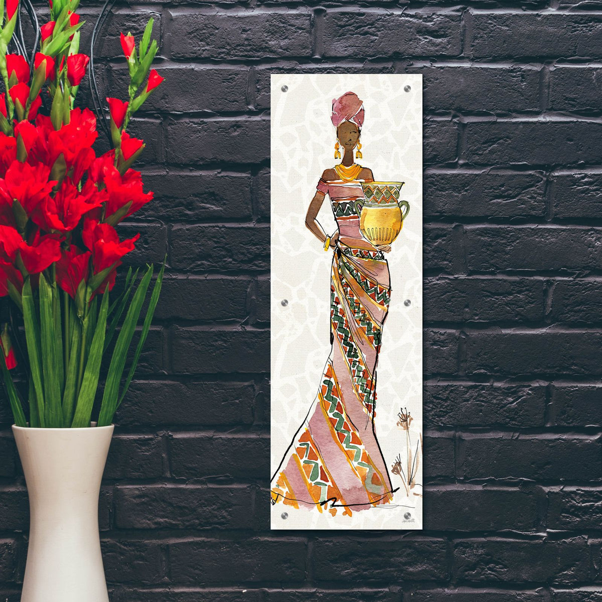 African Flair 10 by Anne Tavoletti - 12x36 acrylic wall art in a room
