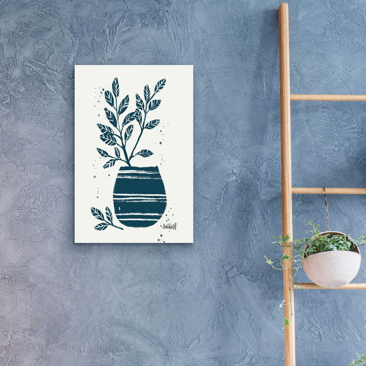 Monochrome Blue Botanical Sketches 7 by Anne Tavoletti - 16x24 acrylic wall art in a room
