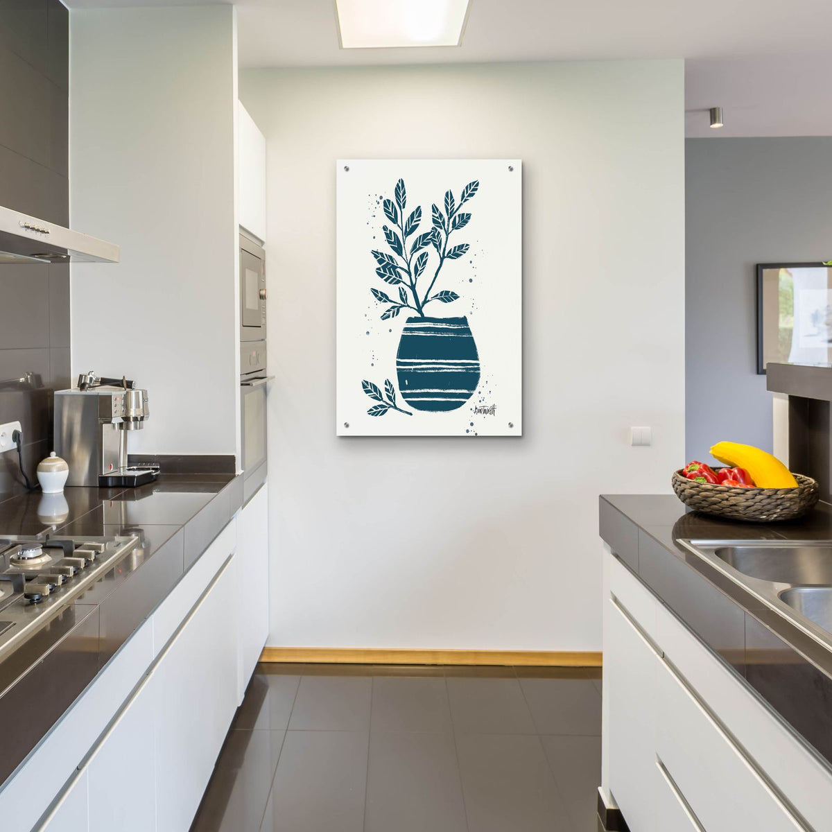 Monochrome Blue Botanical Sketches 7 by Anne Tavoletti - 24x36 acrylic wall art in a room