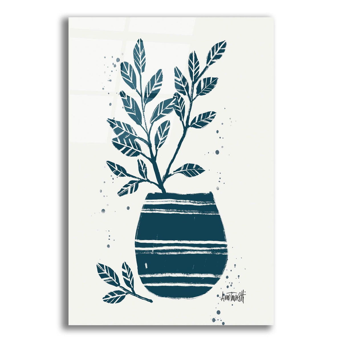 Monochrome Blue Botanical Sketches 7 by Anne Tavoletti acrylic glass wall art