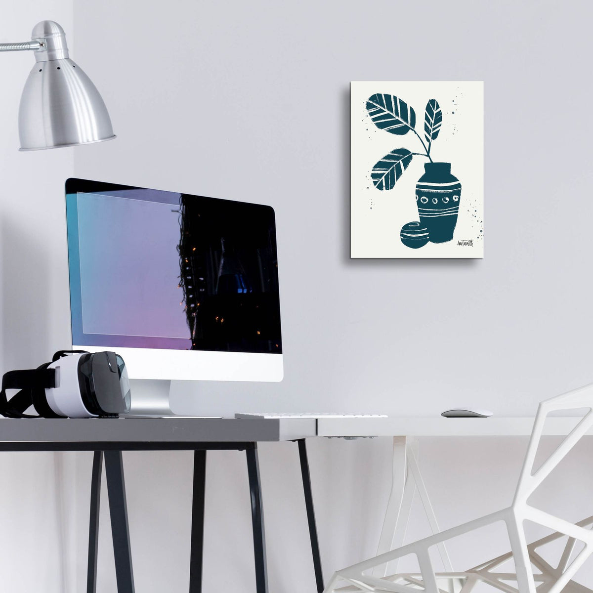 Monochrome Blue Botanical Sketches 8 by Anne Tavoletti - 12x16 acrylic wall art in a room