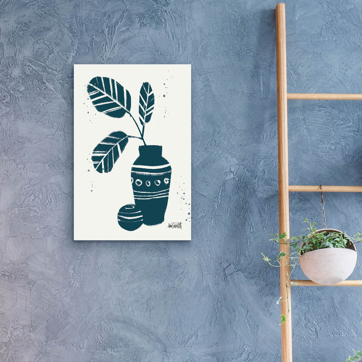 Monochrome Blue Botanical Sketches 8 by Anne Tavoletti - 16x24 acrylic wall art in a room
