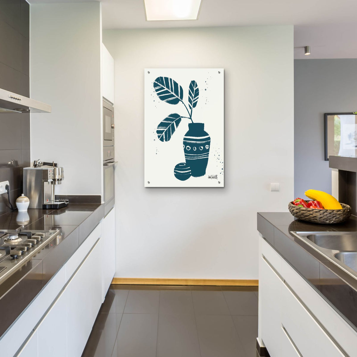 Monochrome Blue Botanical Sketches 8 by Anne Tavoletti - 24x36 acrylic wall art in a room