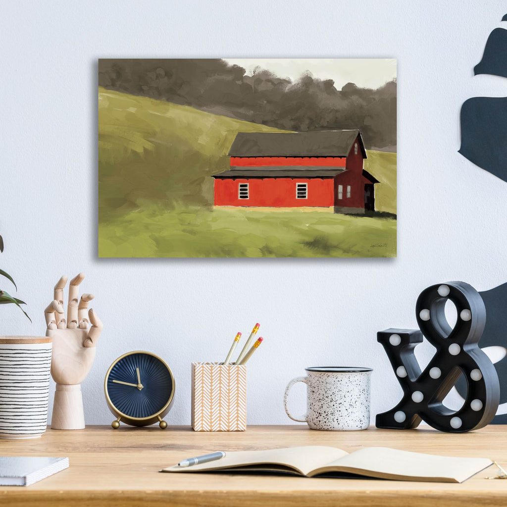Red Barn 1 by Anne Tavoletti - 16x12 acrylic wall art in a room