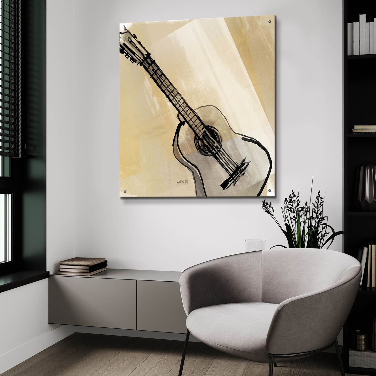 Guitar Neutral by Anne Tavoletti - 36x36 acrylic wall art in a room