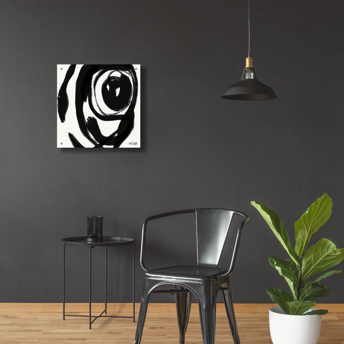 Black And White Abstract 1 by Anne Tavoletti - 24x24 acrylic wall art in a room