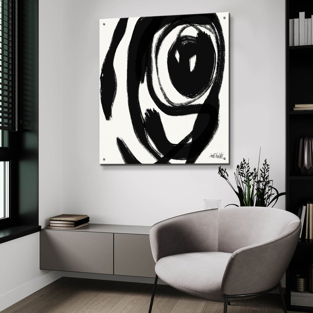 Black And White Abstract 1 by Anne Tavoletti - 36x36 acrylic wall art in a room