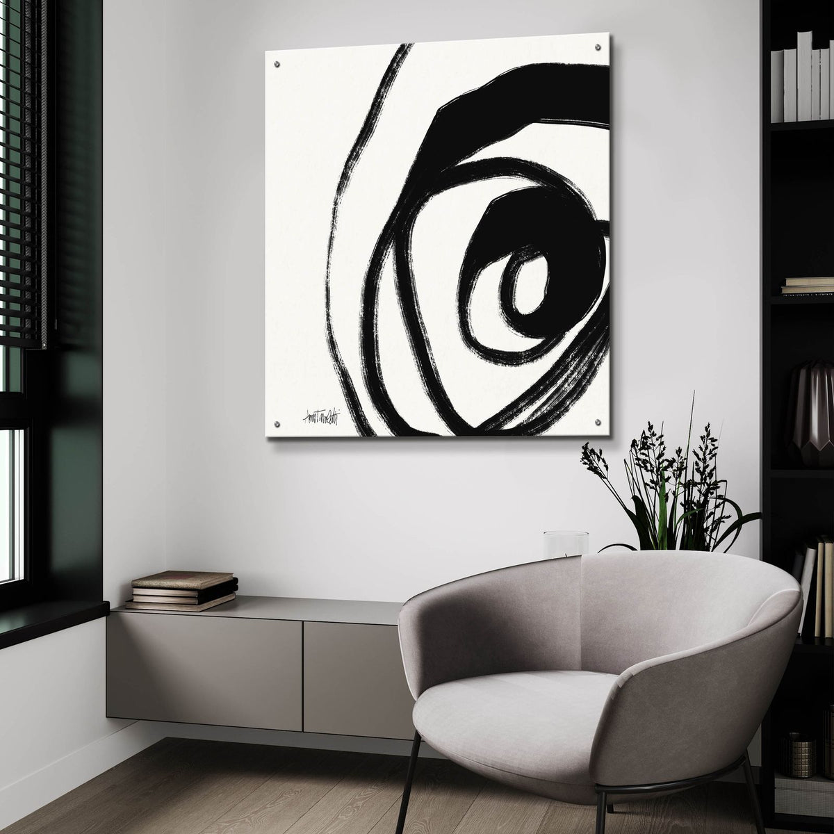 Black And White Abstract 3 by Anne Tavoletti - 36x36 acrylic wall art in a room