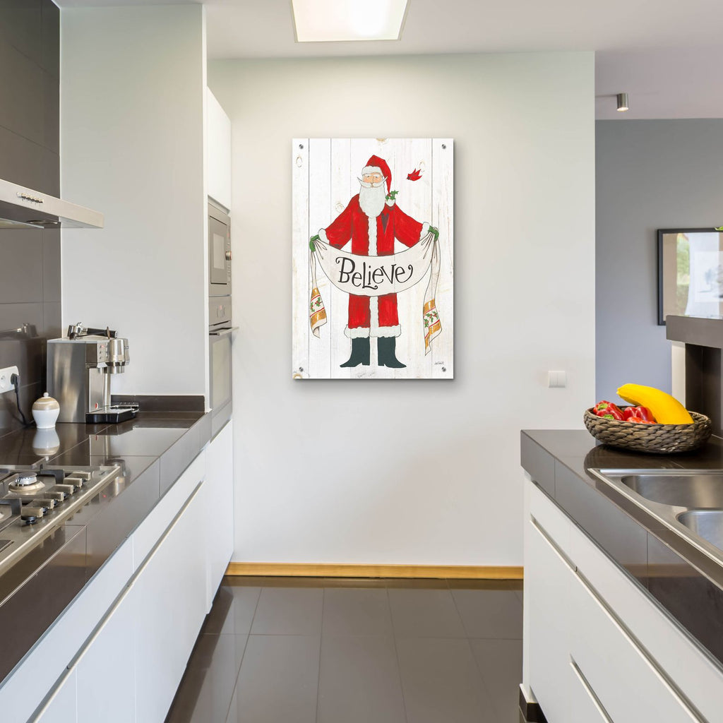 Vintage St Nick 4 On White Wood V2 by Anne Tavoletti - 24x36 acrylic wall art in a room