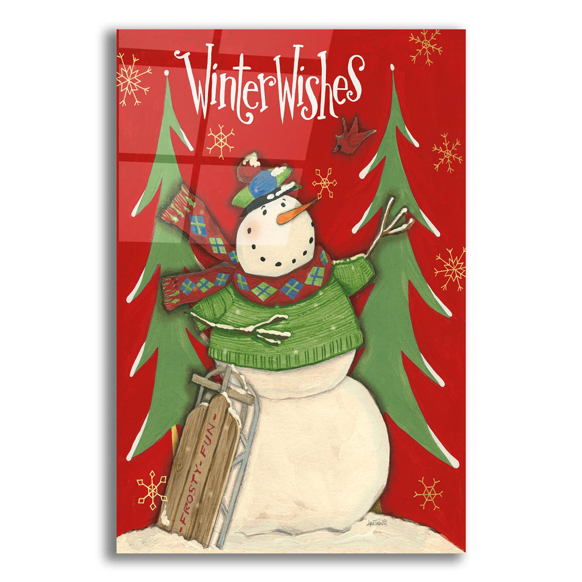 Snowmen Season 1 Red Green by Anne Tavoletti acrylic glass wall art