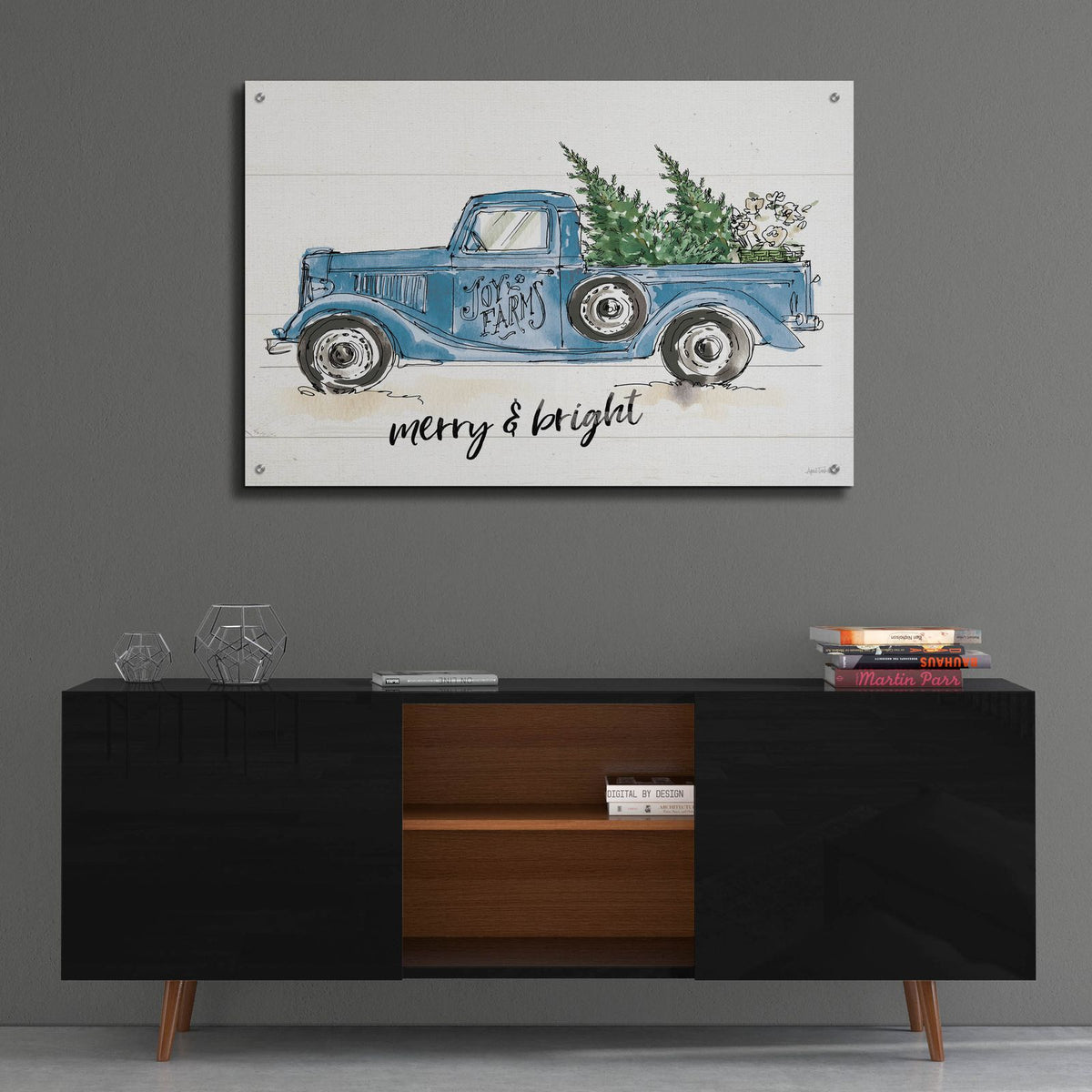 Modern Farmhouse 8 Merry Blue by Anne Tavoletti - 36x24 acrylic wall art in a room