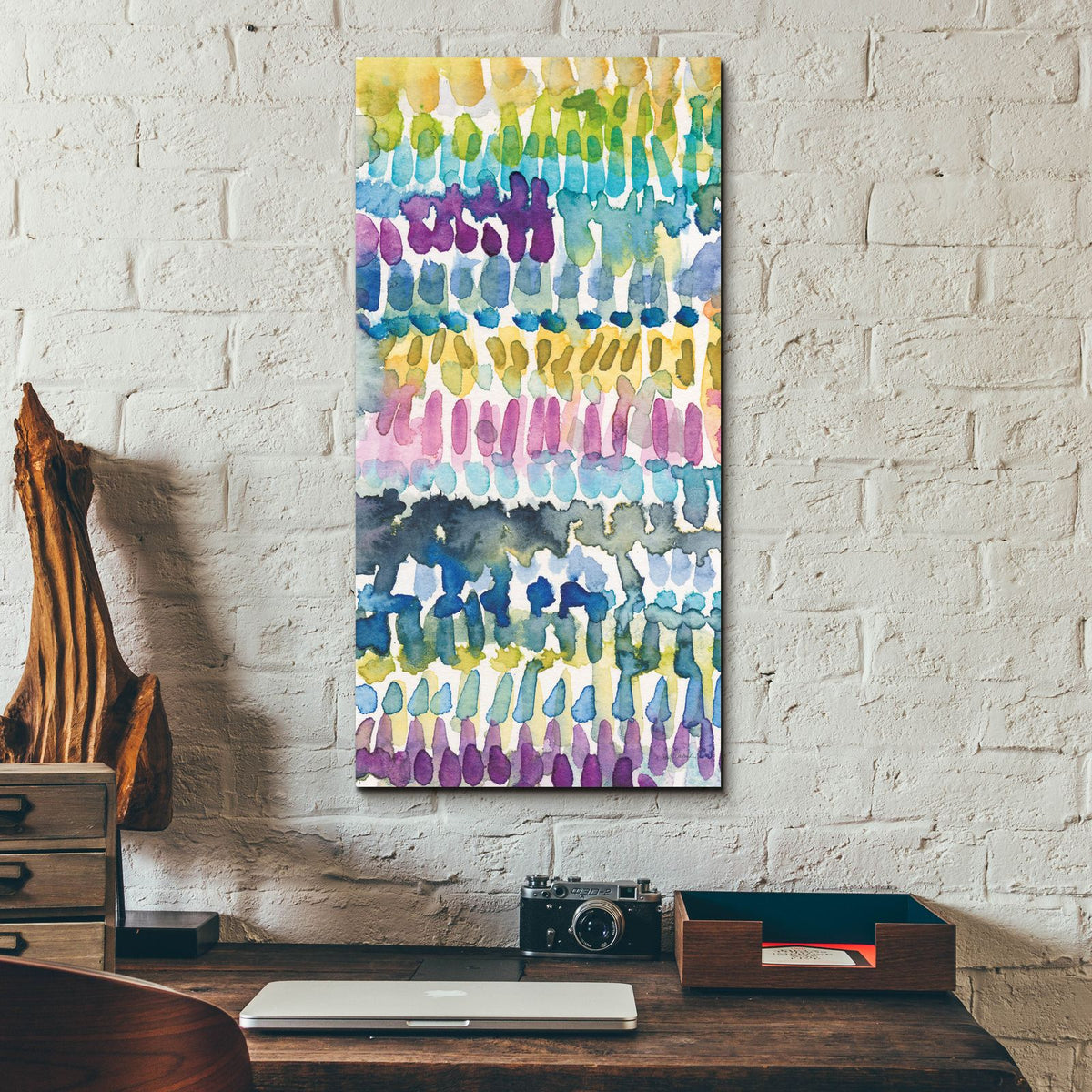 Colorful Patterns 4 Panel 1 C by Cheryl Warrick - 12x24 acrylic wall art in a room