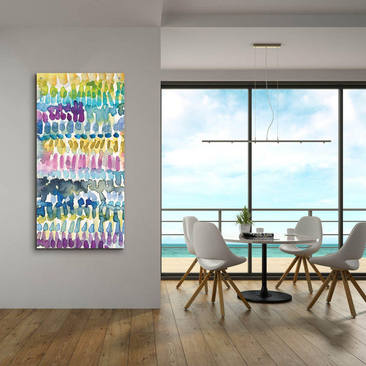 Colorful Patterns 4 Panel 1 C by Cheryl Warrick - 24x48 acrylic wall art in a room