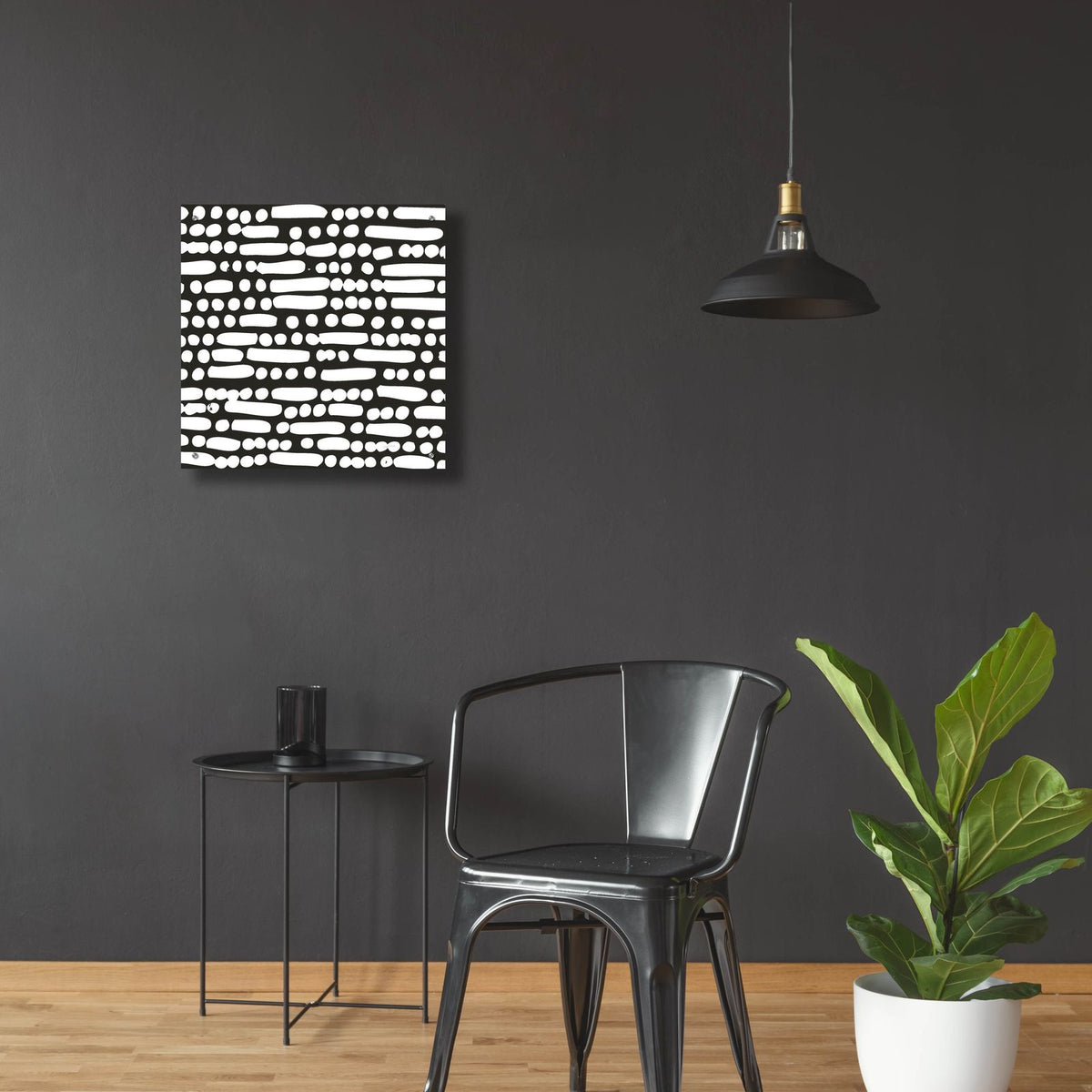 Cross Current Square Up 2 Bw by Cheryl Warrick - 24x24 acrylic wall art in a room